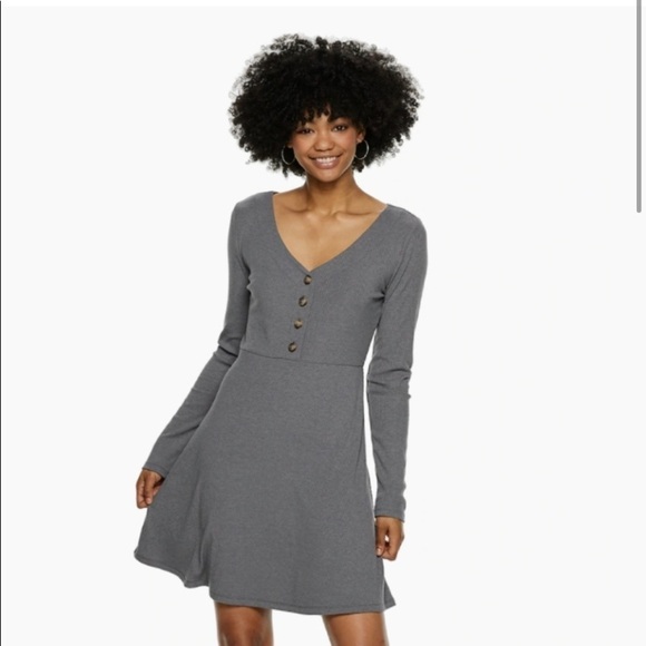 Chelsea & Violet Ribbed Long Sleeve Dress Gray M NWT - Picture 1 of 7